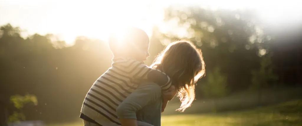 Child having a piggy-back
