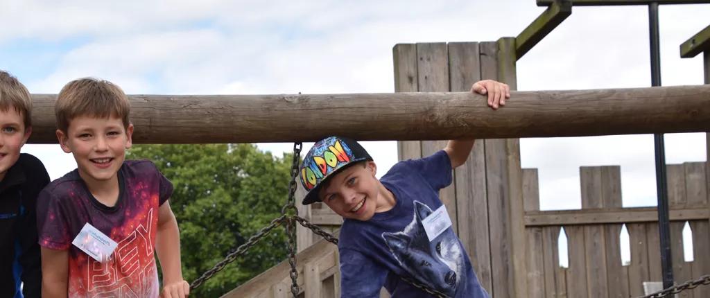 Boys on climbing frame