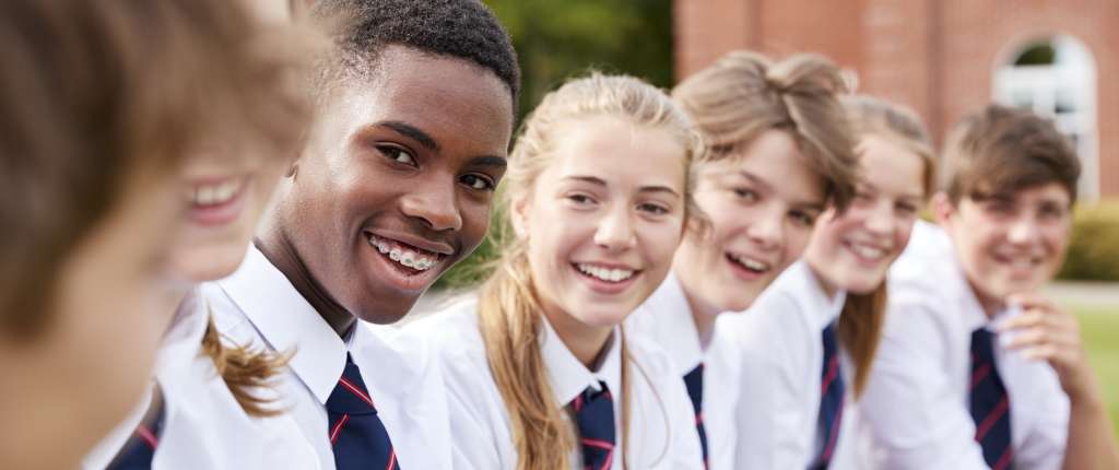 Teenagers in schools uniform