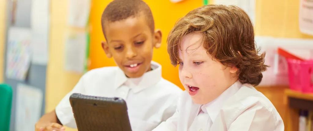 Children on tablet at school