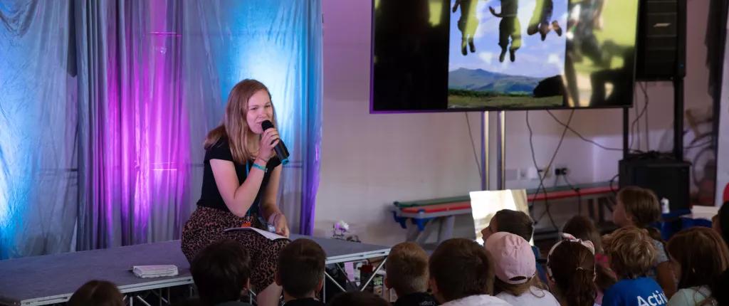 Young leader on stage 