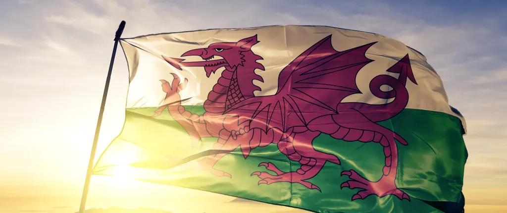 The Welsh flag flies