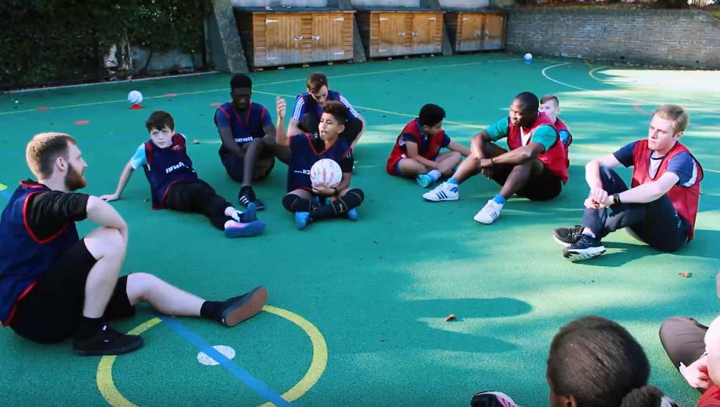 Children at a sports ministry project