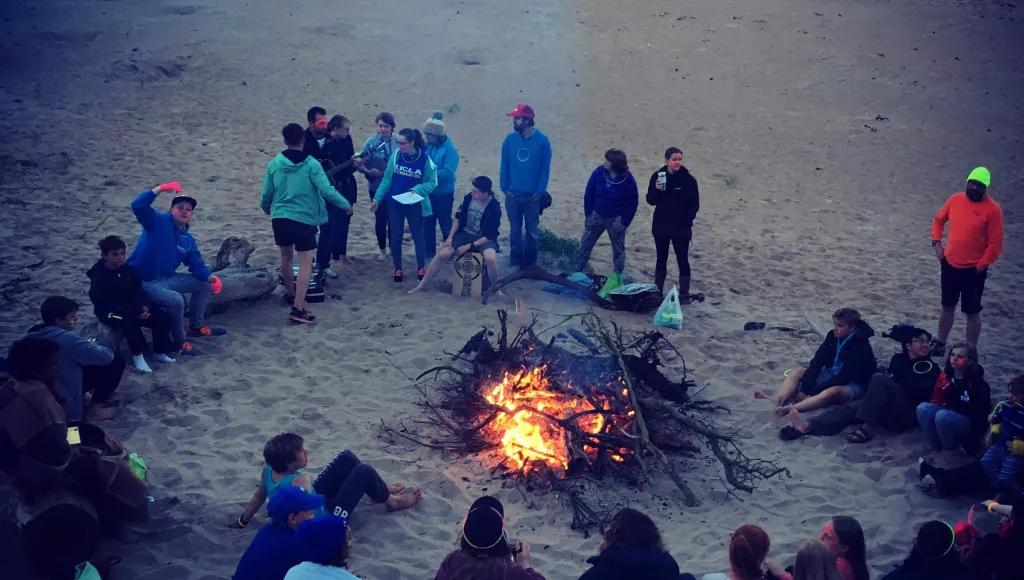 Relaxing round a camp fire