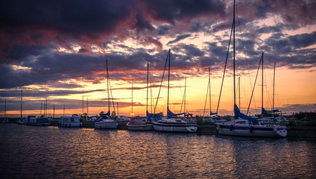 Boats at sunset
