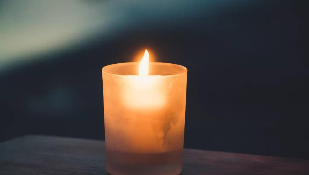 Candle on table
