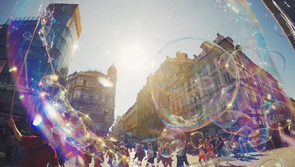 City through bubbles