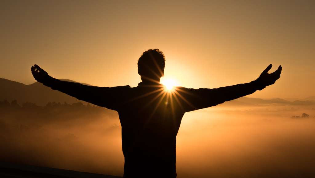 Man outstretched arms