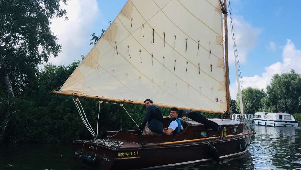 Kestrels holiday boys sailing on the Norfolk Broads