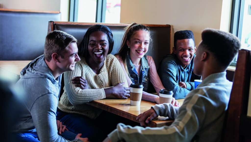 Teenagers in a coffee shop