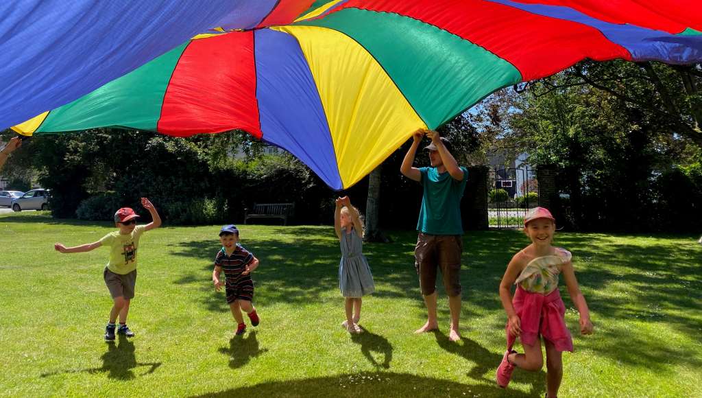 children with parachute