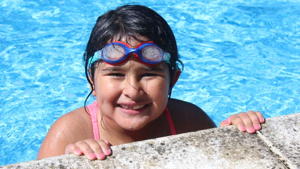 Girl, Ella in swimming pool