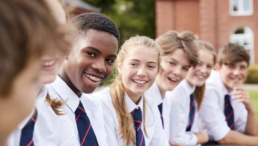 Teenagers in schools uniform