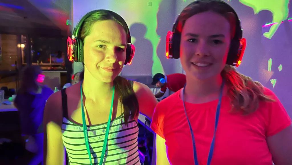 Teenage girls at silent disco