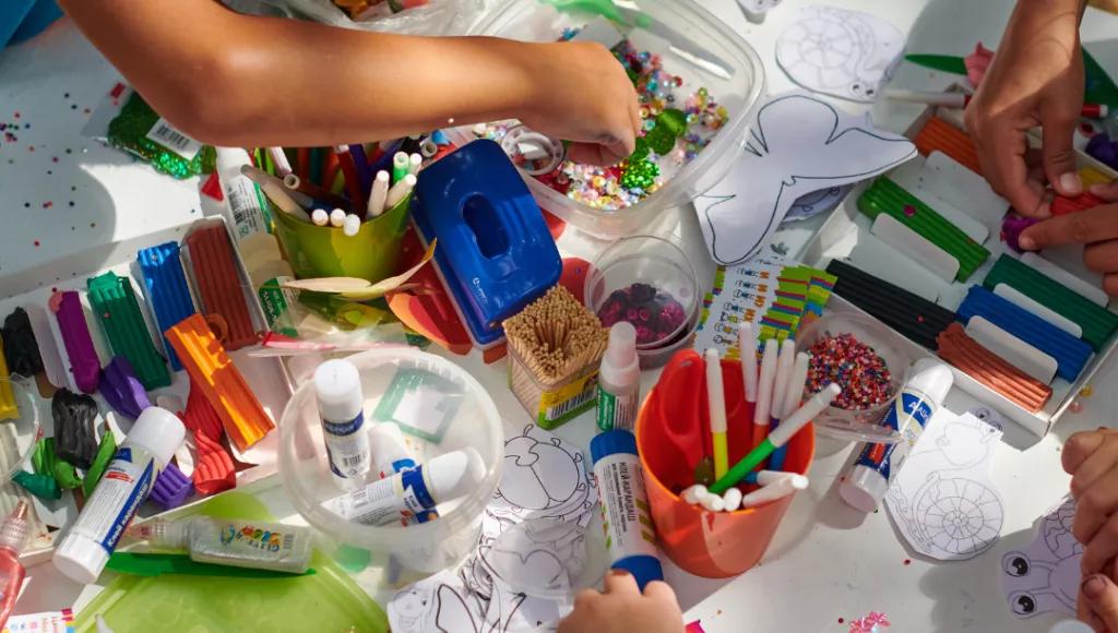 Children at arts and craft table