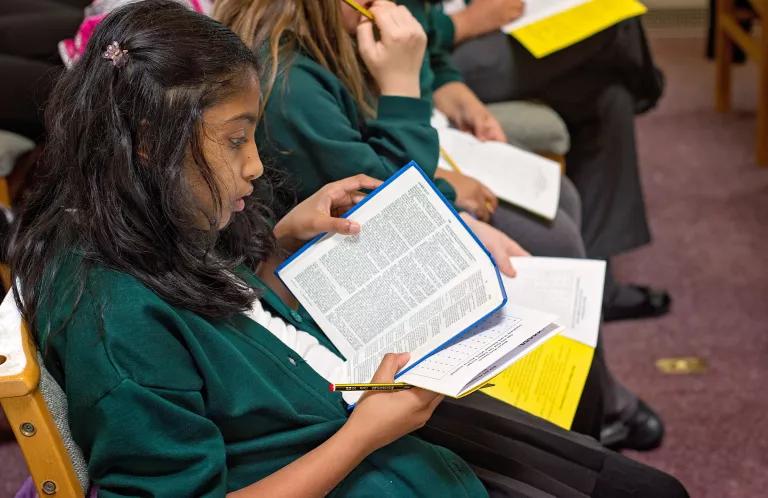 Girl reading bible