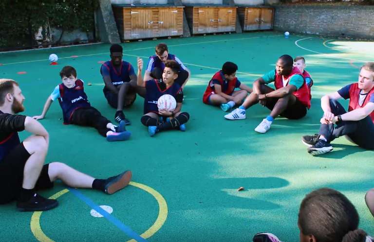 Children at a sports ministry project