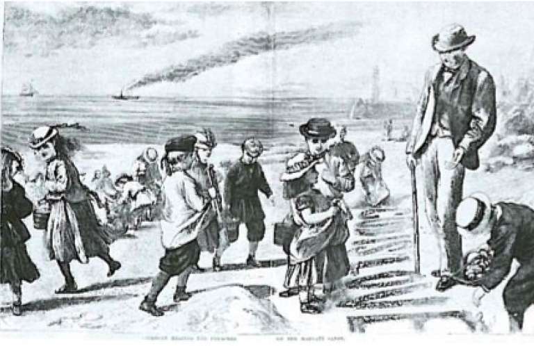 Margate, beach, children, mission, black and white