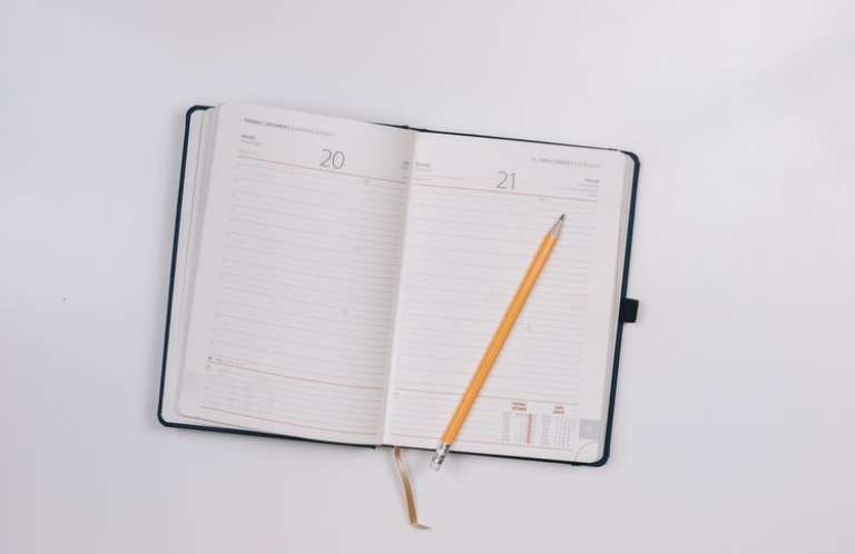 open, diary, time, pencil