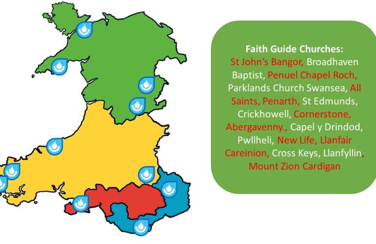 Map, Wales, Faith Guide, churches, list