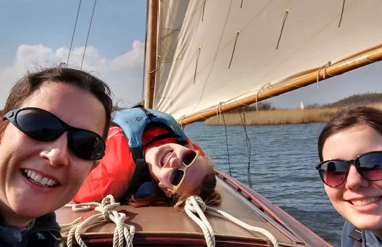 Vicky Sellick and others on a boat