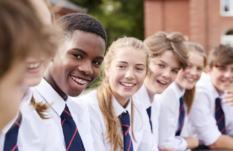 Teenagers in schools uniform