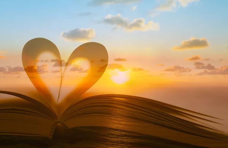 Bible with pages shaped as a heart