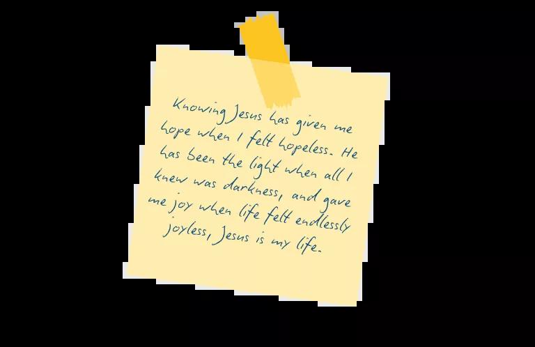 Knowing Jesus has given me hope when I felt hopeless. He has been the light when all I knew was darkness, and gave me joy when life felt endlessly joyless, Jesus is my life.