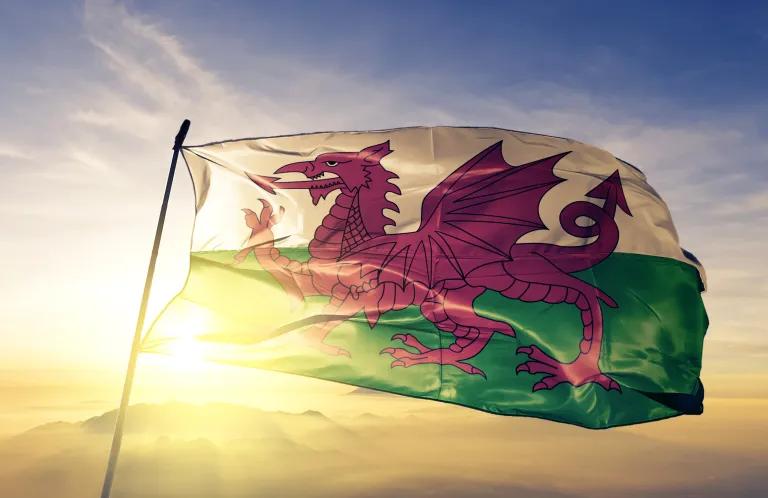 The Welsh flag flies