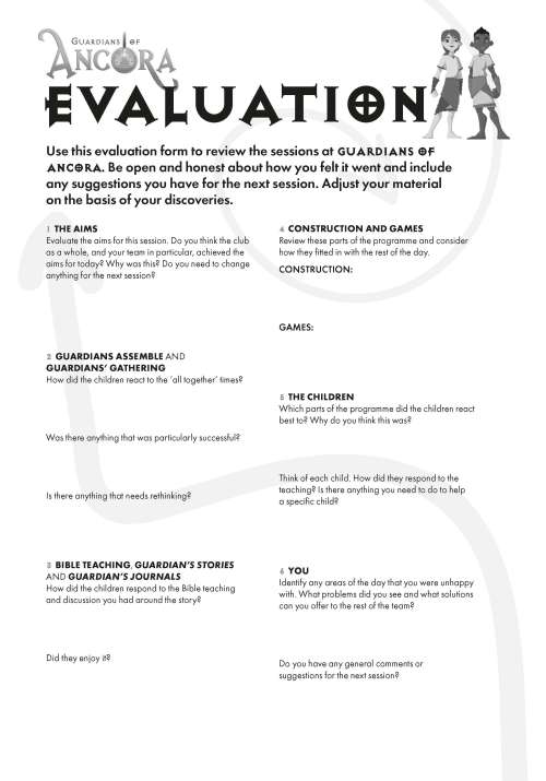 Guardians of Ancora evaluation form