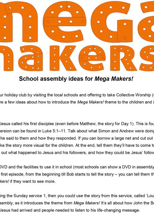 Mega Makers! assembly ideas