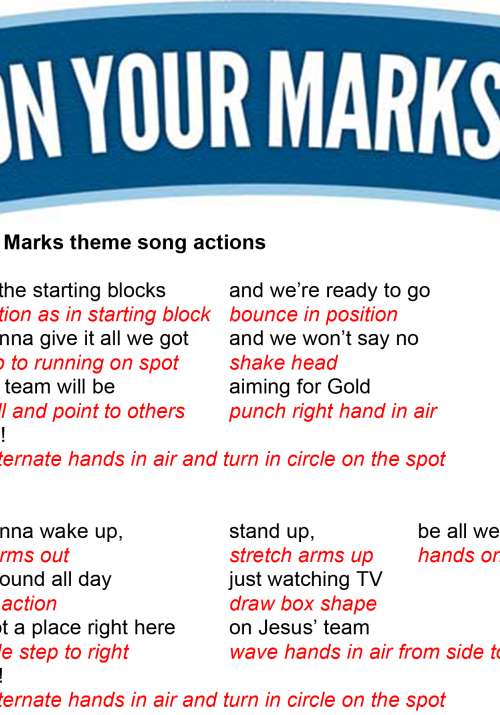 'On Your Marks' song actions