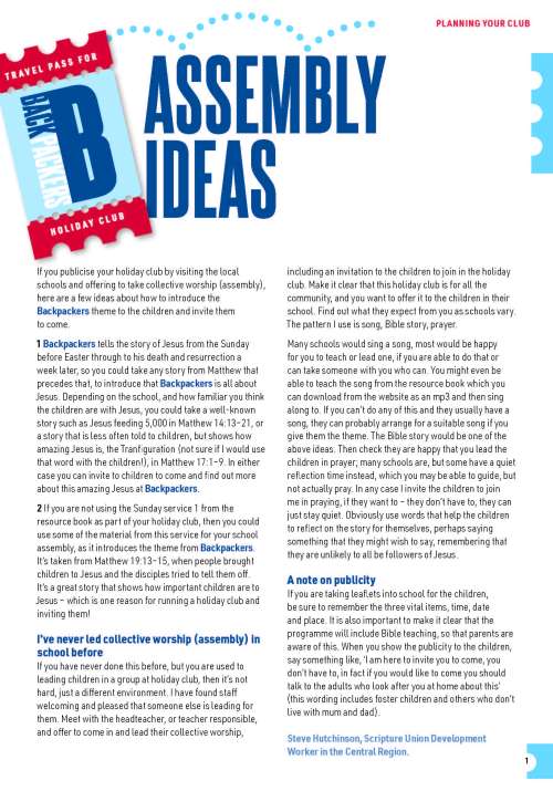Backpackers Assembly ideas