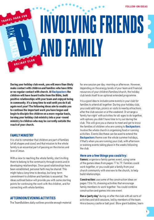 Backpackers: Involving friends and family