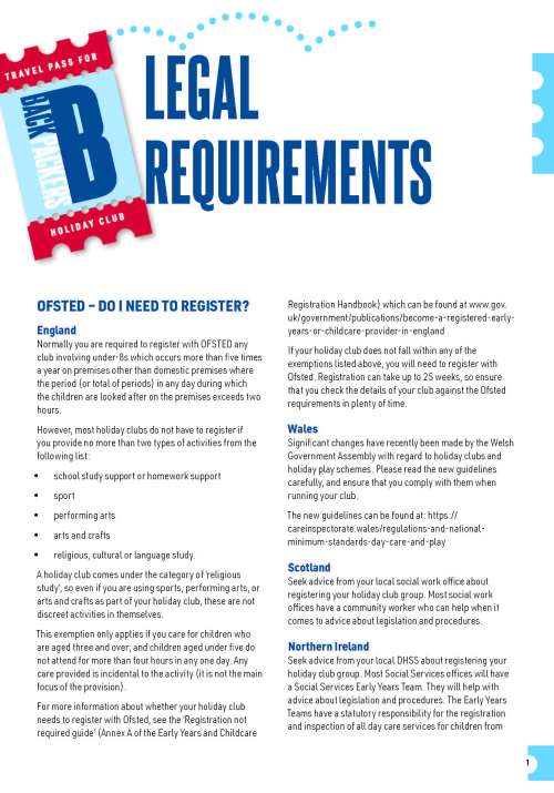 Backpackers: Legal requirements