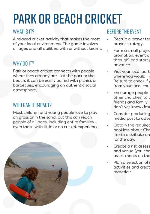 Park or beach cricket Park or beach cricket