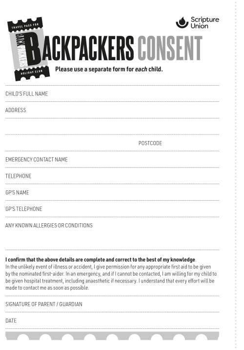 Backpackers: Consent form
