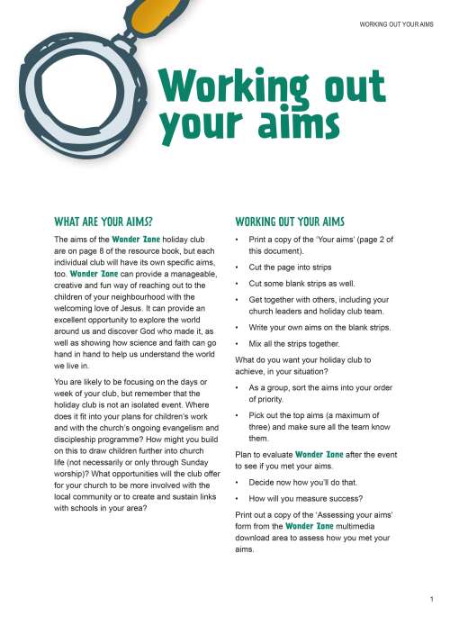 Working out your aims