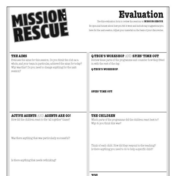 Mission Rescue evaluation form