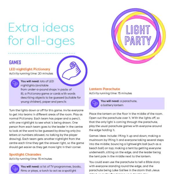 Light Party extras all ages