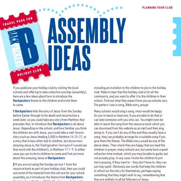 Backpackers Assembly ideas