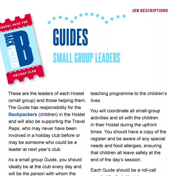 Backpackers: Job descriptions