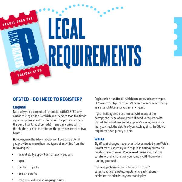 Backpackers: Legal requirements
