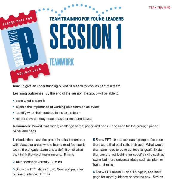 Backpackers: Training for young leaders Backpackers: Training for young leaders