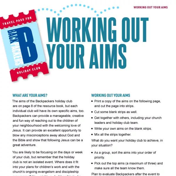 Backpackers: Working out aims