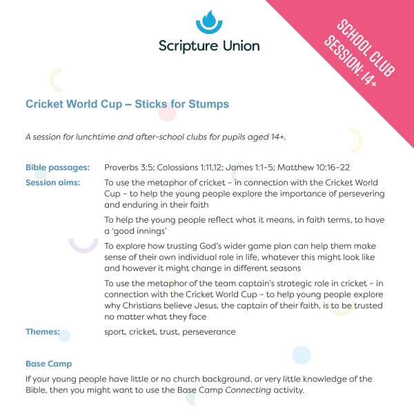 Sticks for Stumps: School club session for 14+