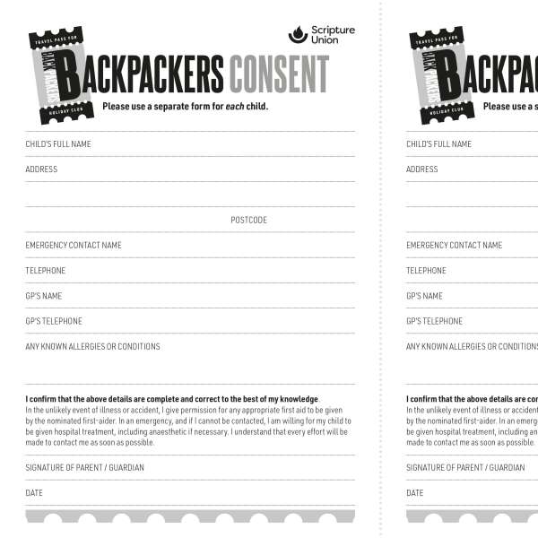 Backpackers: Consent form