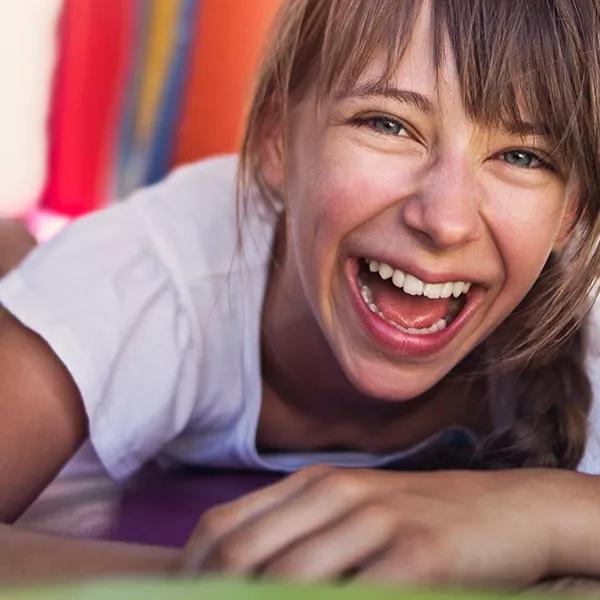 Girl on bouncy castle