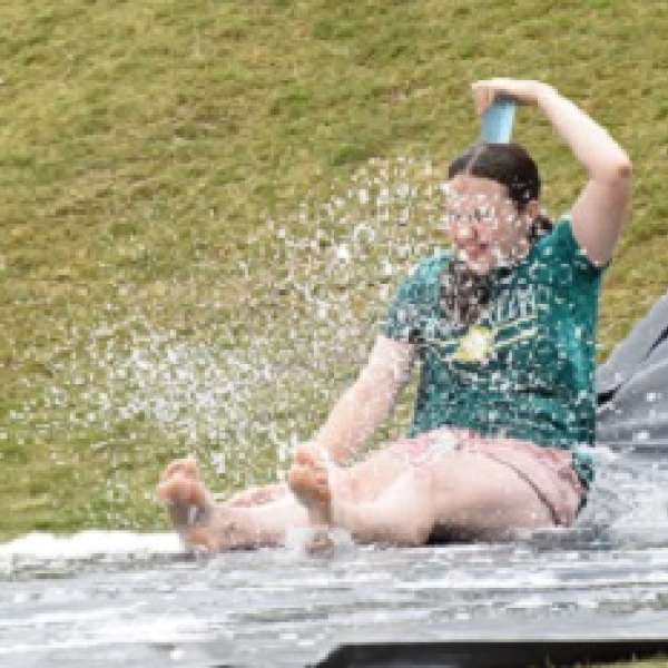 Making a splash on the water slide