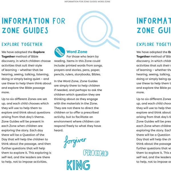 Information for Zone Guides